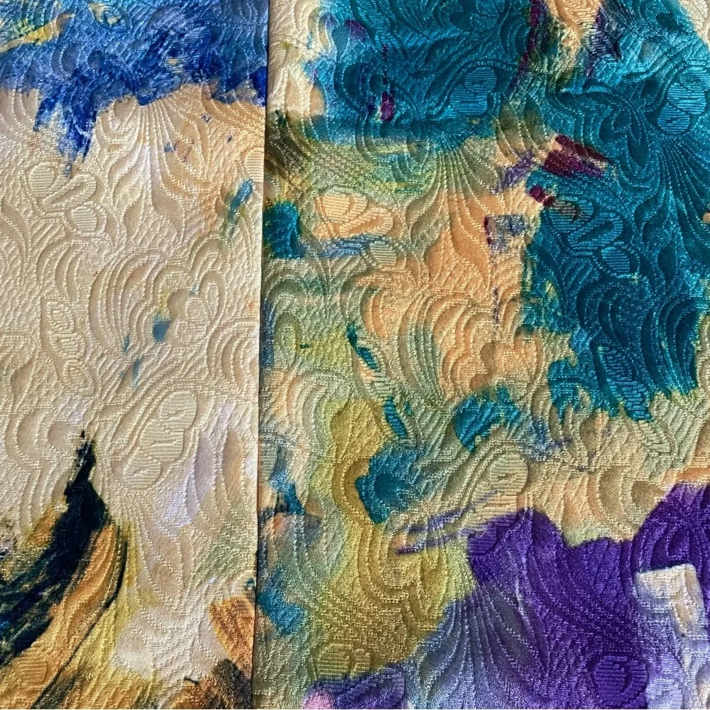 H&M Vibrant Yellow Painted Textured High Waisted A Line Midi Skirt Sz 4​​ - Picture 13 of 13